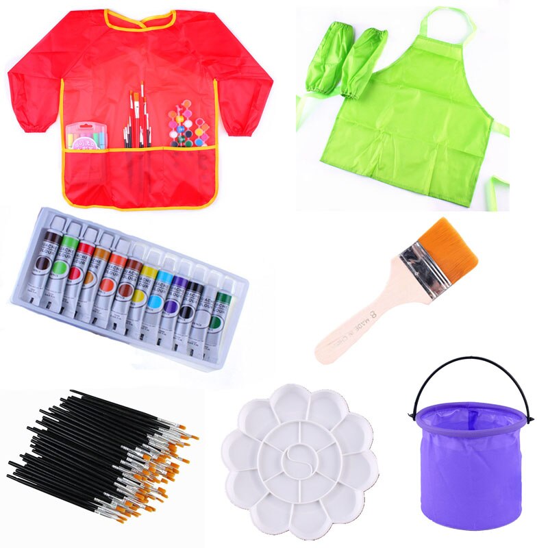 DIY Drawing Art Painted Acrylic Paint Accessories Tools Brush Palette Draw Clothes Set For Kindergarten