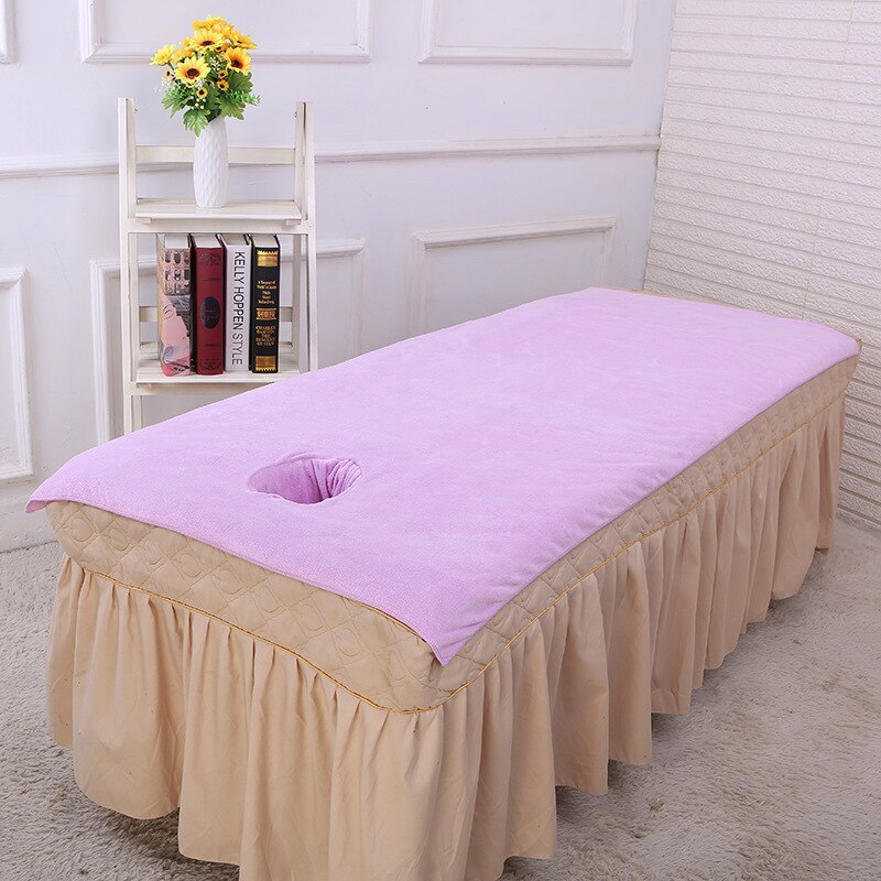 Zacht Microfiber Schoonheidssalon Badhanddoek 80X180Cm Bed Handdoek Met Gat Massage Laken: Light Purple
