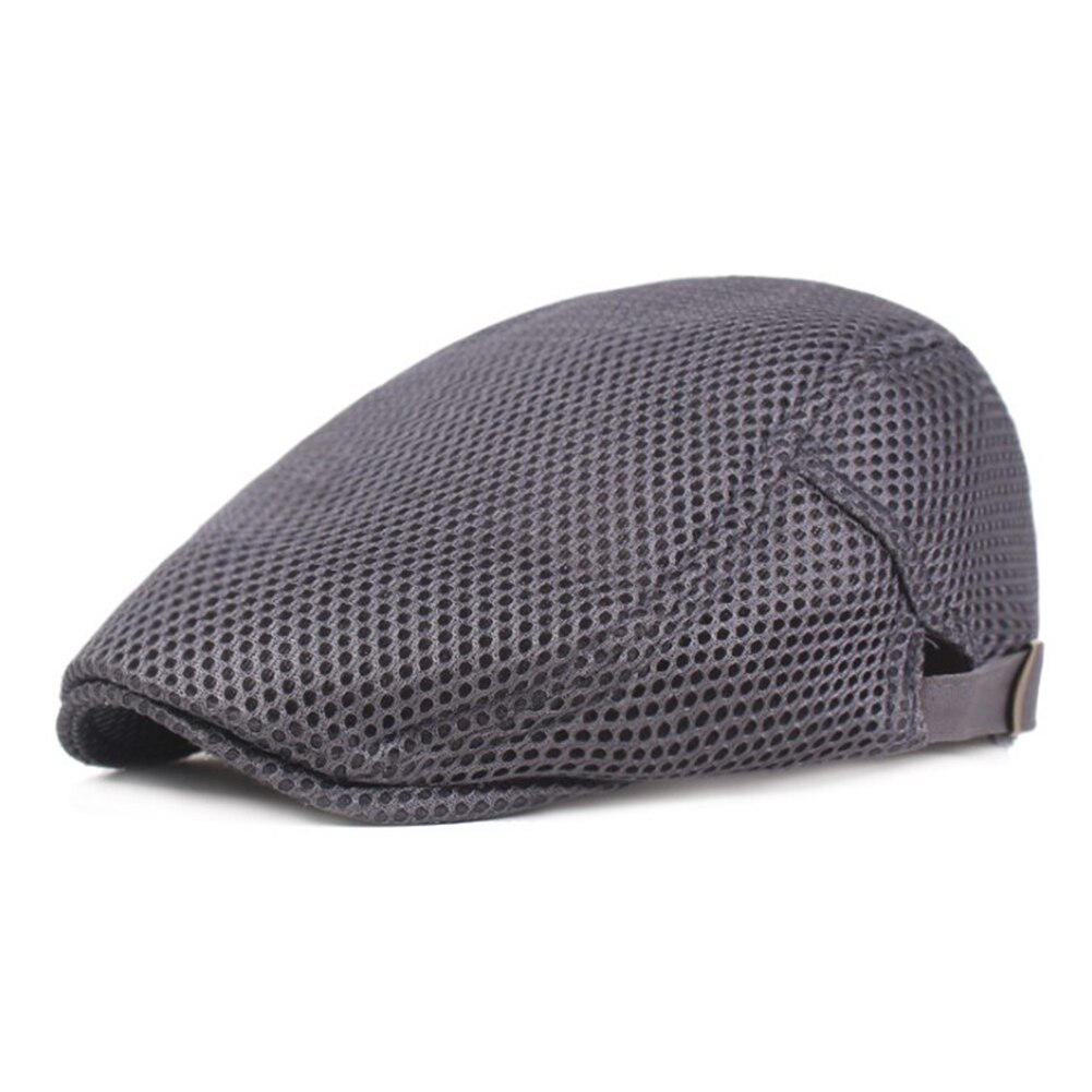 Béret d'été pour hommes et femmes, casquette plate, Cabbie, Style Gatsby, ajustable, respirant, bonnet en maille: Gris foncé