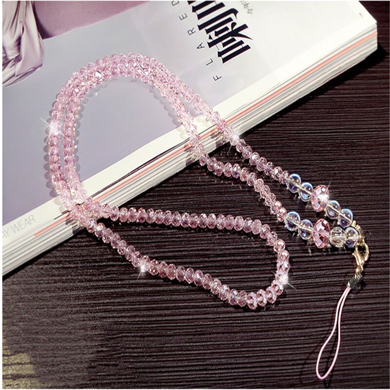 1 Pcs Universele 44 Cm Telefoon Strap Sling Lanyard Crystal Parel Opknoping Draagbare Mobiele Telefoon Case Touw Kaart Pak touw