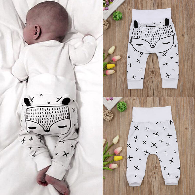 Pasgeboren Kids Baby Jongens Meisjes Broek Cartoon Fox Print Lange Harembroek Katoen Leggings Bottoms Voor 0-24Months