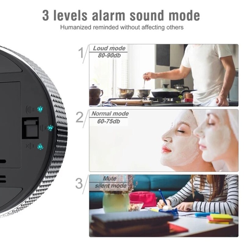 Countdown Alarm Clock Easy to Use and Intelligent Battery Saving Loud Alarm Time Management Constant Light Function