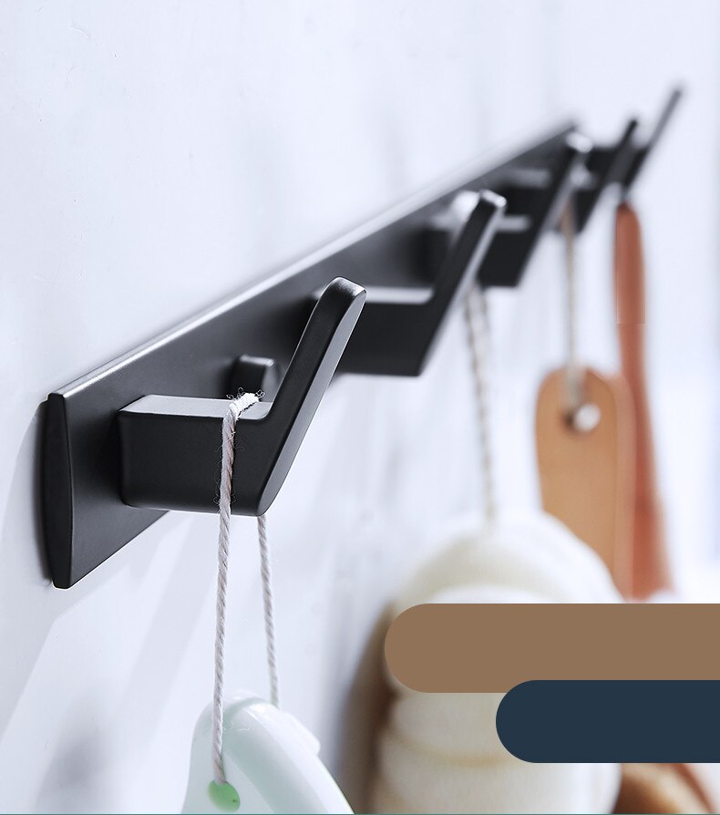 Black White Robe Hook Bathroom Towel Hooks Towels Bag Hat Hook Wall Mounted Clothes Coat Hook Wall Hanger Bathroom Hardware
