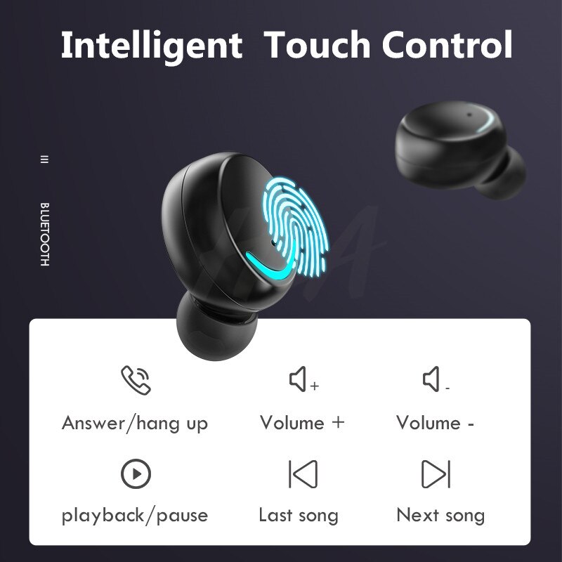 Bluetooth  v5.0 øretelefoner trådløse hovedtelefoner med mikrofon sport vandtætte headset 2200 mah opladningsboks til android