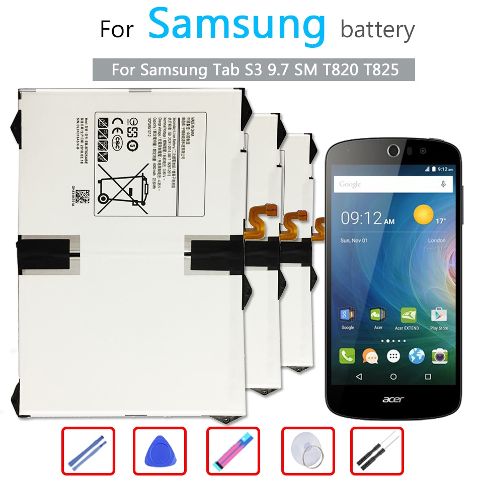 Tablette Li-Polymer Batterie Für Samsung Galaxis Tab S3 9,7 SM-T820 SM-T825 SM T820 T825 Batterie EB-BT825Abe 6000mAh