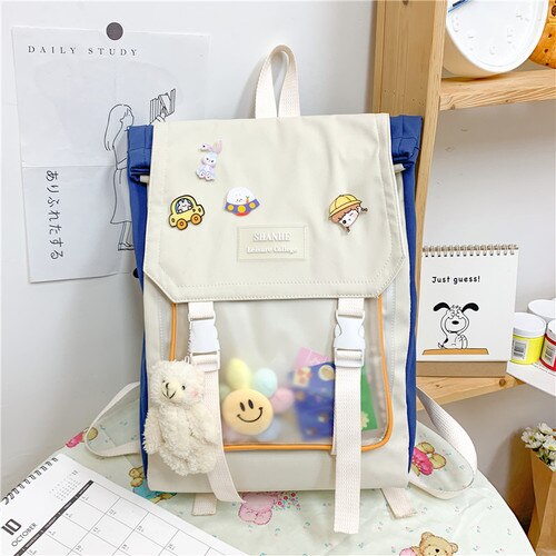 Transparante Rugzak Vrouw Laptop Tas 15.6 Inch Leuke Kawaii Japanse Stijl Rugzakken Voor Tienermeisjes School Ita Tas Vrouwen H220: blue