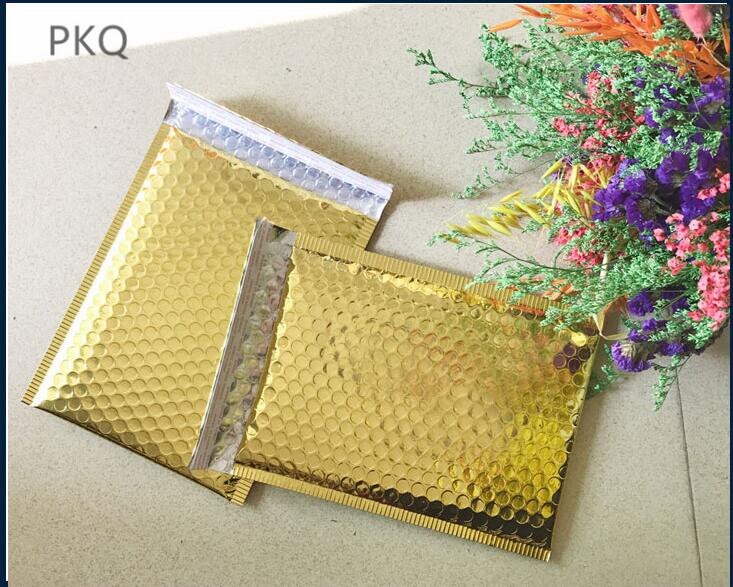 50 18*23cm waterdichte gouden aluminiumfolie zak gevoerde bubbelenvelop mailer voor verpakkingszakje: Default Title