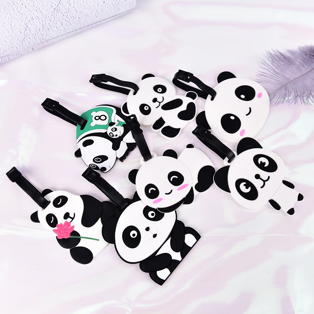 1Pcs Willekeurig Draagbare Label Cartoon Dier Panda Bagagelabel Siliconen Koffer Id Adres Holder Bagagelabel Reizen Accessoires