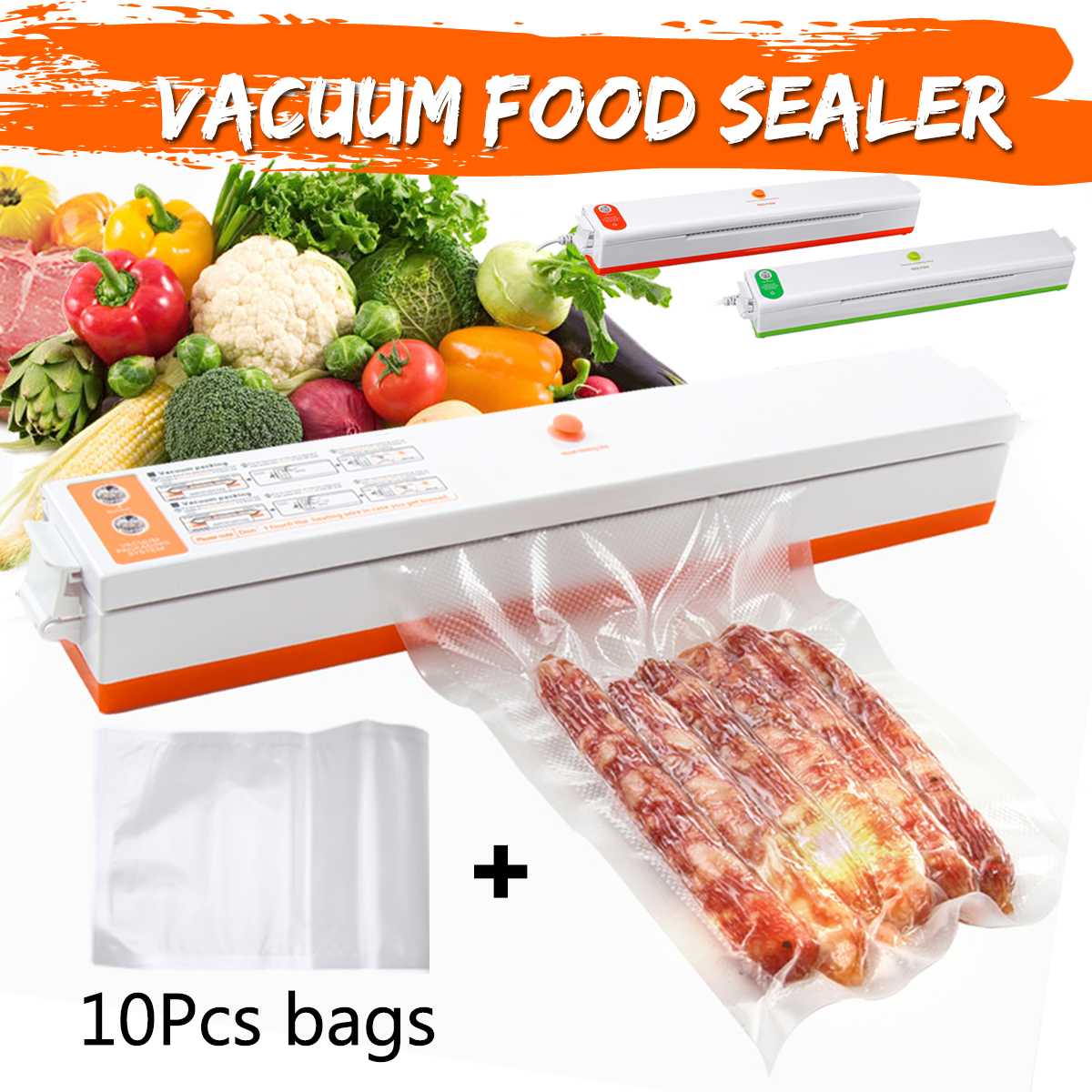 Huishoudelijke Voedsel Sealer Saver 220V Vacuüm Voedsel Sealer Machine Vacuüm Sluitmachine Film Container Omvat Met 10 Vacuümverpakker