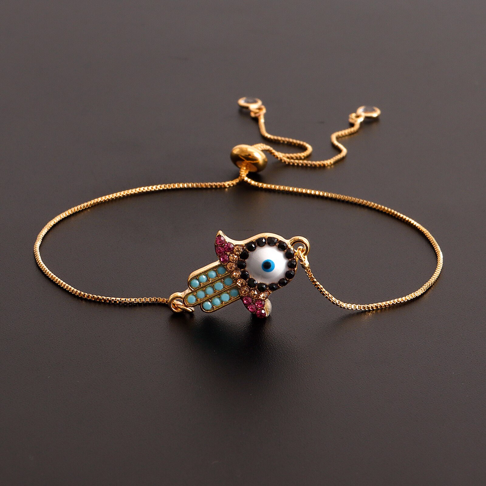 Bracelet de cheville avec œil maléfique de Fatima pour femmes, chaîne ajustable, style Boho, Vintage, pendentif démon, bijoux
