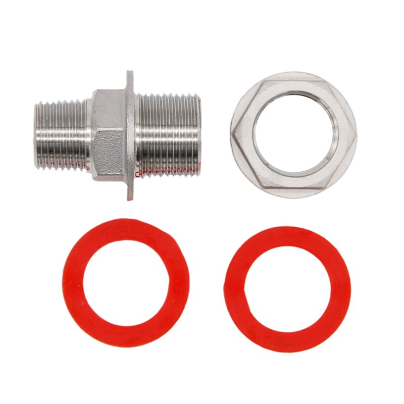 Heavy Duty Weldless Bulkhead - 1/2" Male NPT x 1/2"Female NPT Stainless Steel Homebrew Kettle Keg