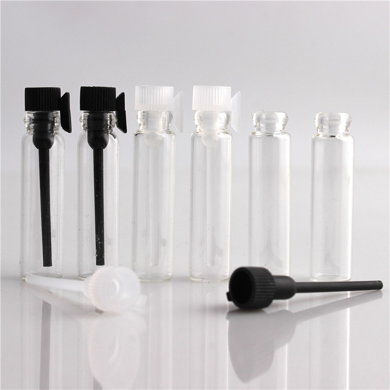 100 stk 1ml 2ml 3ml parfume prøve mini flaske tomme glas hætteglas dråber beholder laboratorium væske duft prøveglas