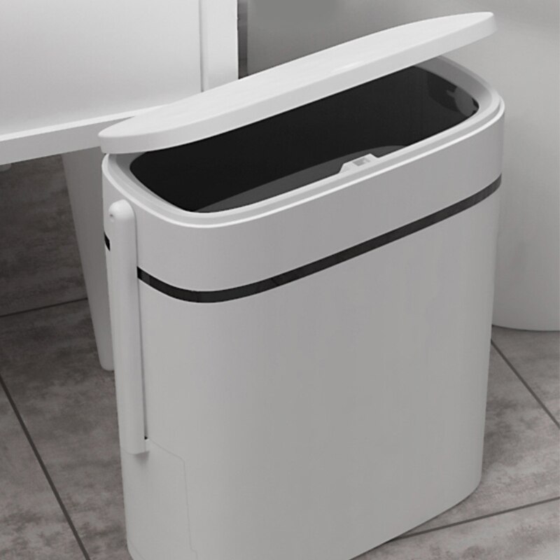 12L Portable Bathroom Trash Can Kitchen Paper Refuse Rubbish Bin Waterproof Waste Basket with Toilet Brush