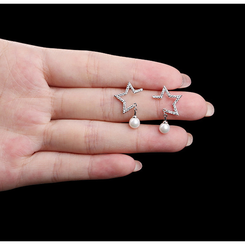 Minimalistischen Sterne Mond Asymmetrische Zucht Ohrringe 2022 Neue Quaste Kette Zirkon Anhänger Ohrringe Für Frauen lässig Schmuck