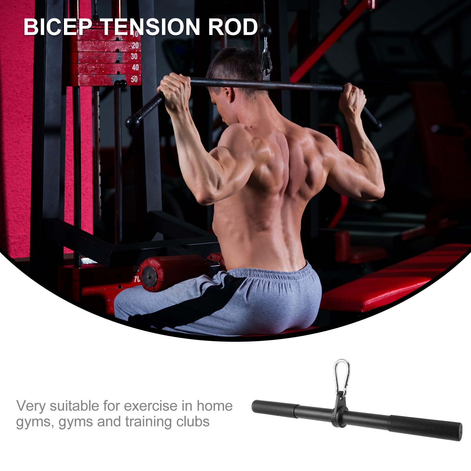 1Pc Fitness Bar Fitness Rod Back Tension Lever Steel Down Bar