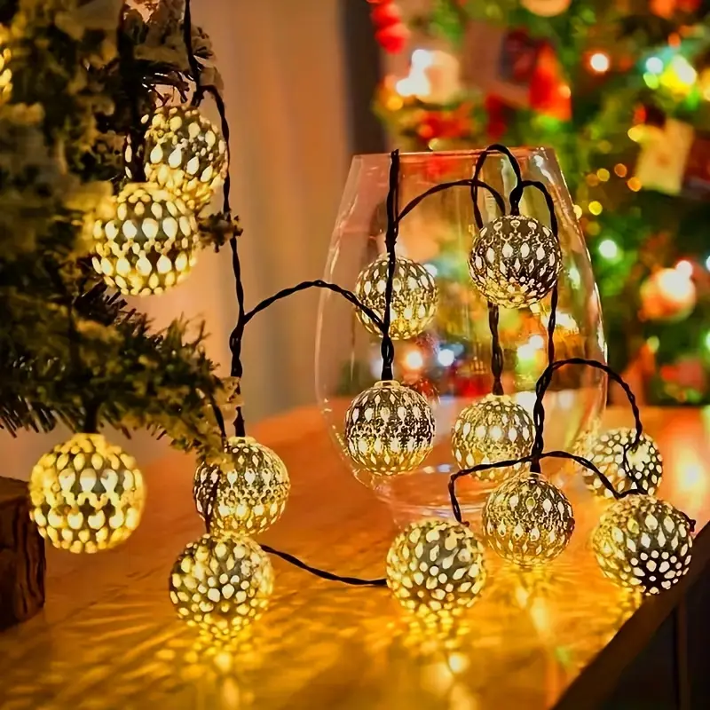 Solcelledrevne marokkanske kulelyslenker 20/30/50 led-eventyrklokker 8 moduser for hage, jul, bryllup, utendørs lyslenke