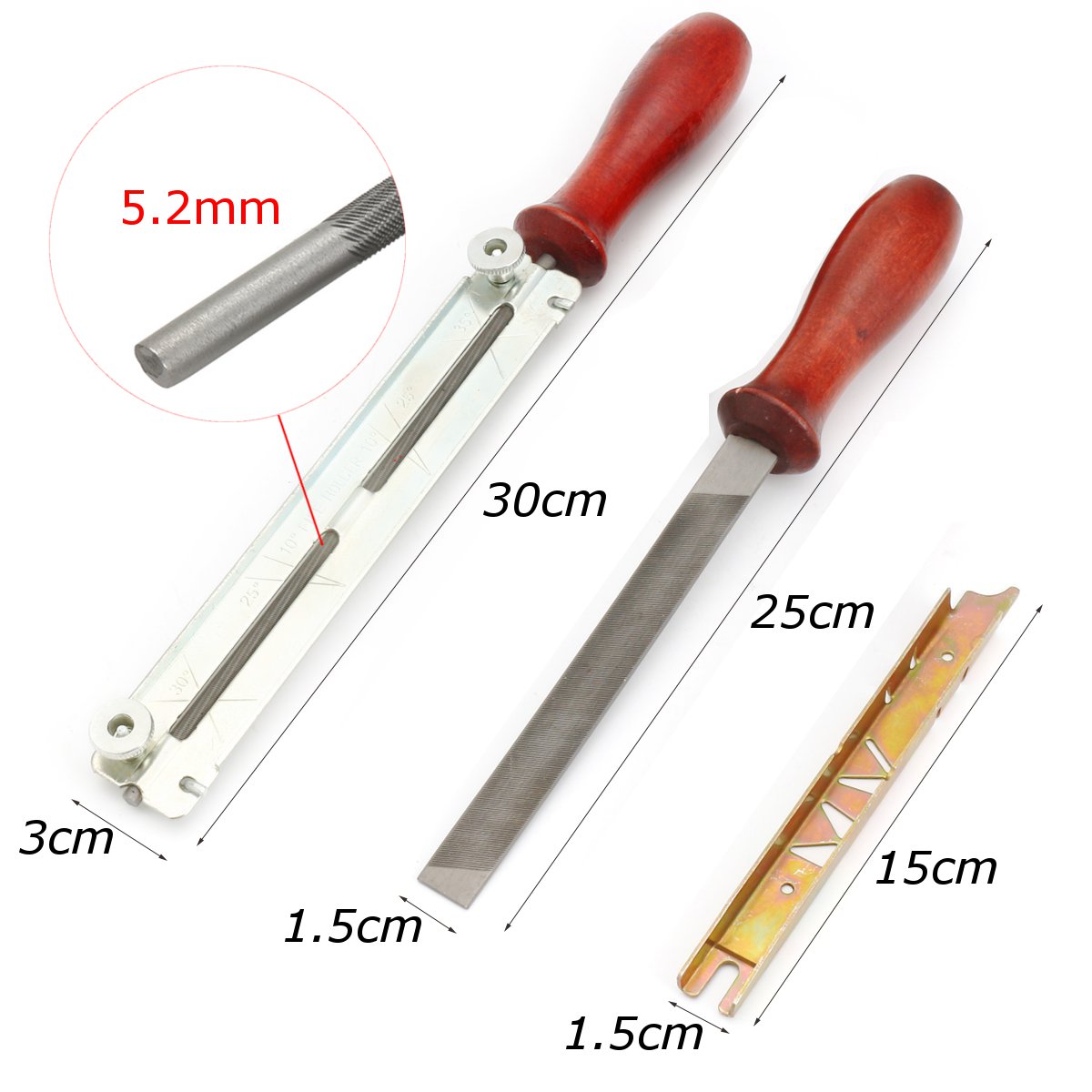 5pcs/set Chainsaw Sharpening Filing Kit 5.2mm File Fits for Stihl 3/8 Pro Chain