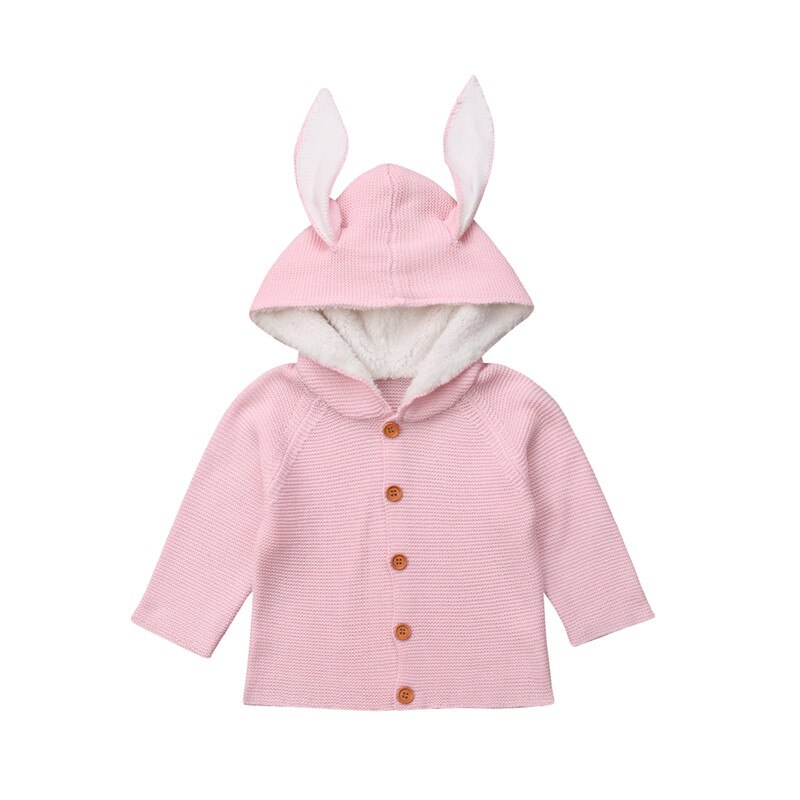 Neugeborenen Kleinkind Kinder Baby Mädchen Junge 3D Bunny Kleidung Gestrickte Pullover Mantel Oberbekleidung Kleidung Warme Weiche Baumwolle Kleidung: Rosa / 12m