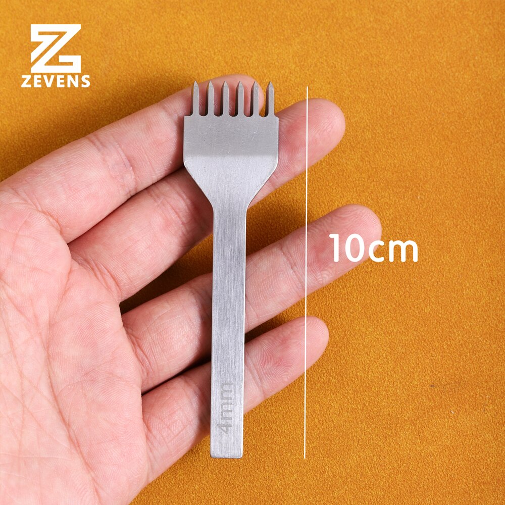 ZEVENS Leather Chisel Hole Punch Stitching Tool Teeth Polished Diamond Pricking Iron Leather Craft tool 3/4mm 1-2-4-6 teet
