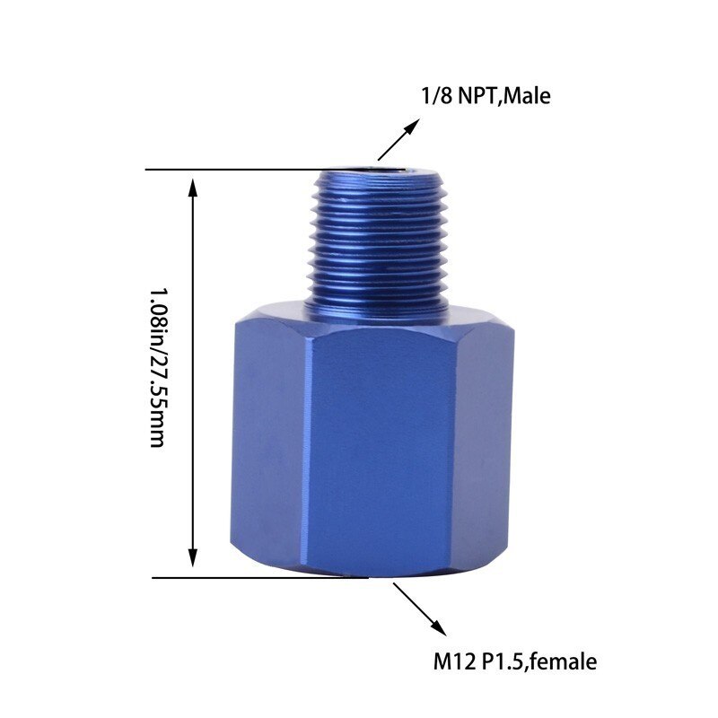SPEEDWOW Car Parts M12 to 1/8 NPT Aluminum Gauge Sensor Thread Adapter Reducer Oil Pressure Sensor Adapter