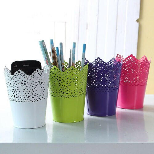 Metalen Holle Bloem Pen Potlood Pot Container Organizer Make Borstel Houder Leuke