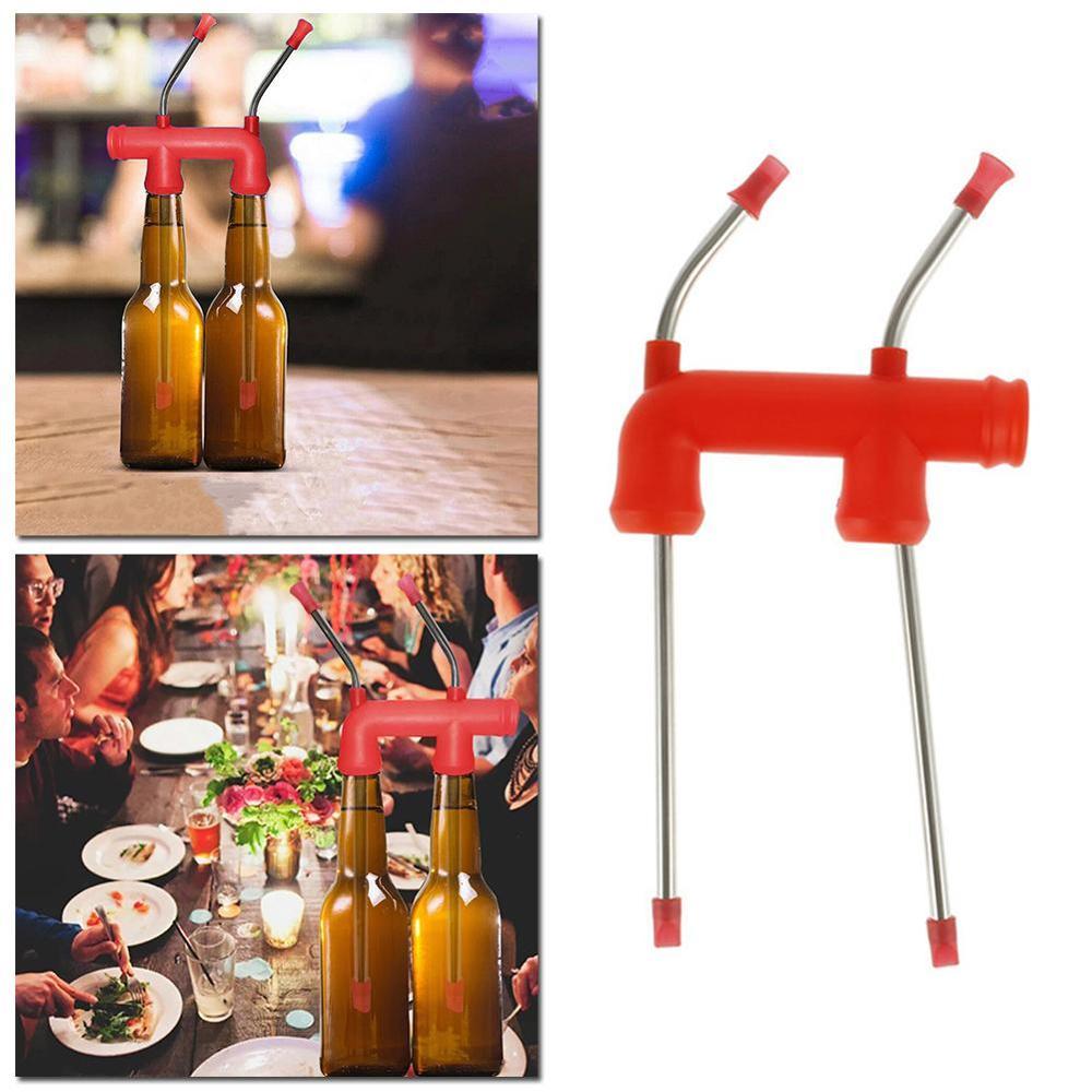 1PC Dual Trinken Schnorchel Doppel Bahre Bong Bahre Schnorchel Dollar Hühner Haus Geburtstage Party Trinken Küche Bar Trinker