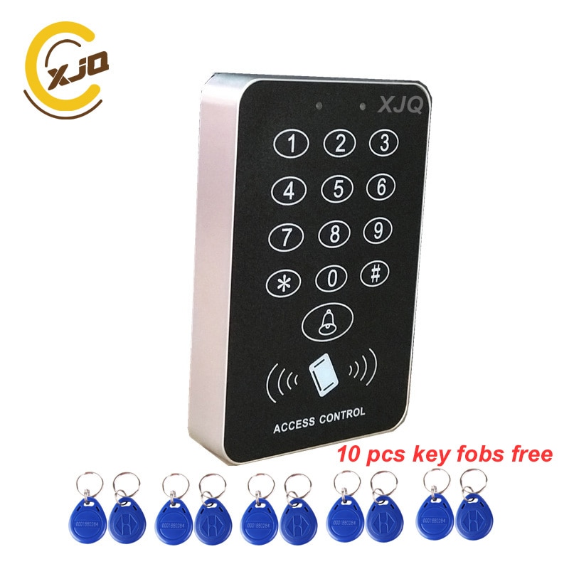Xjq standalone adgangskontrol med 10 stk em keytags rfid adgangskontroltastatur digitalt panel kortlæser til dørlåsesystem