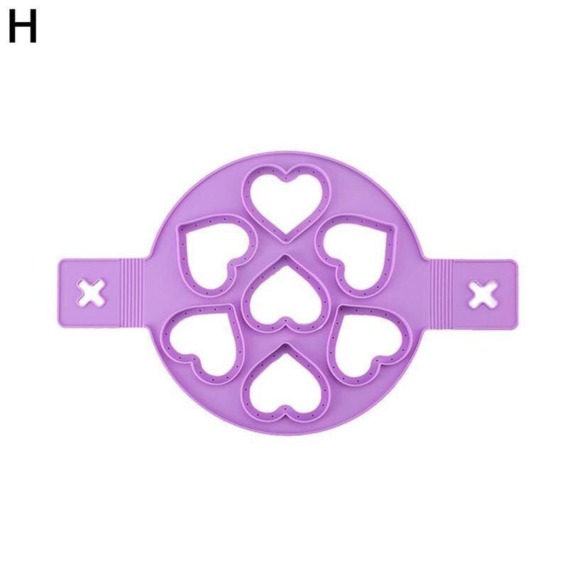 Eierpannenkoekenvorm meerdere vormen siliconen eieren koken antiaanbak keuken eierringvorm omeletvorm gadget gereedschap  h5 s 6: Paars hartvormig