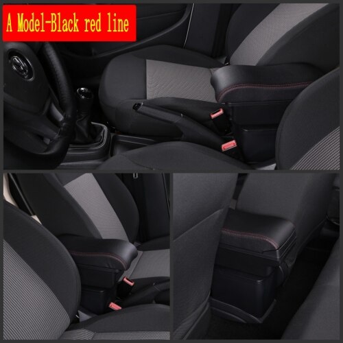 Boîte accoudoir pour Peugeot 307, boîte de rangement central avec interface USB support de verre, cendrier: A-Black red line