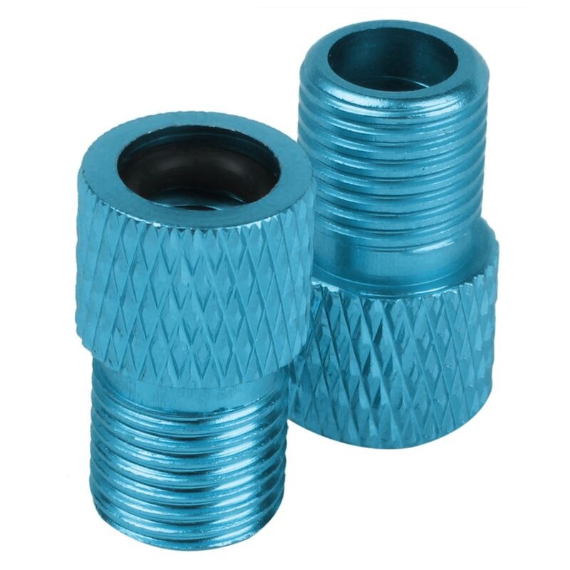 2pcs Presta to Schrader Aluminium Bike Valve Adaptor Adapter Converter with o-ring Seal Blue