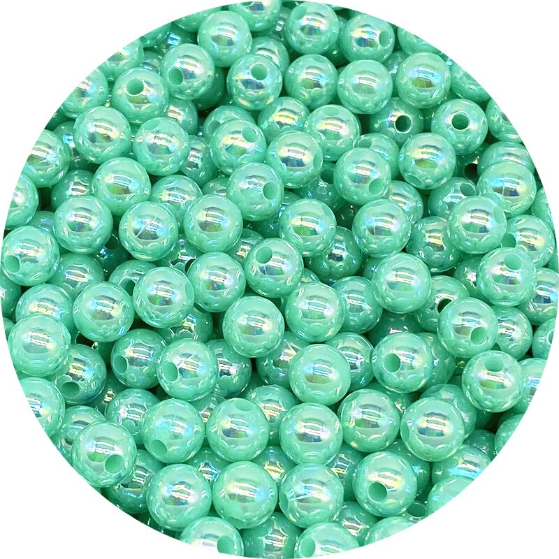 6 8 10mm AB Color Plating Acrylic Beads Loose Spacer Round Garment Jewelry Making DIY #Ro
