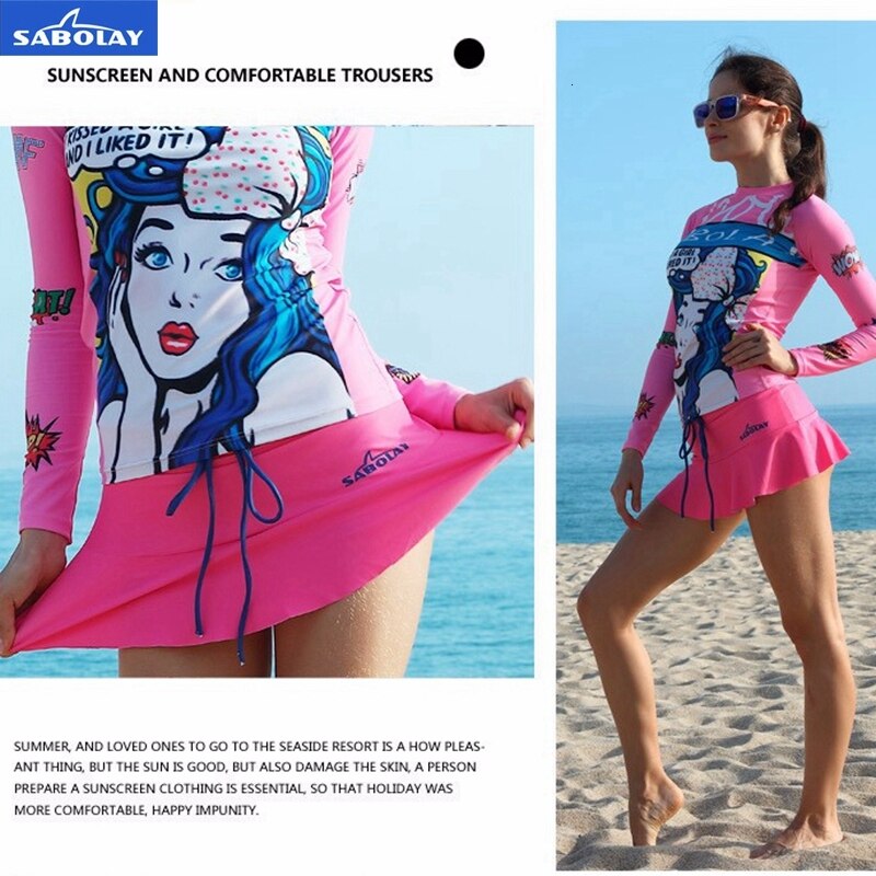 SABOLAY Nuoto Quick dry lycra super-elastico Costume Da Bagno spiaggia pantskirt surf rashguard di usura del pannello esterno femminile impermeabile morbido culottes
