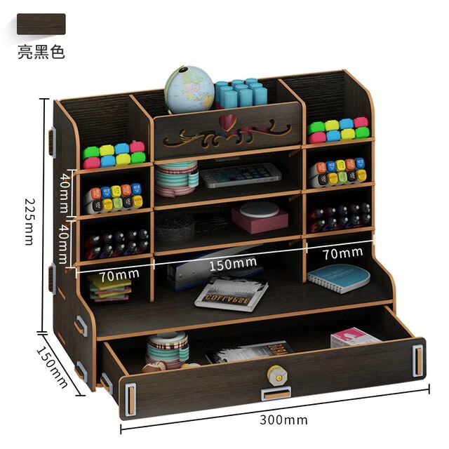 Pencil Organizer Multi-Function Wooden Desktop Pen Holder Office School Stationery Storage Stand Case Desk Pen: B