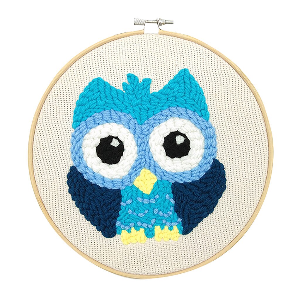Cerceaux laine tissage ensemble bricolage dessin animé motif brodé russe Poking broderie matériel paquet poinçon aiguille broderie # F: C