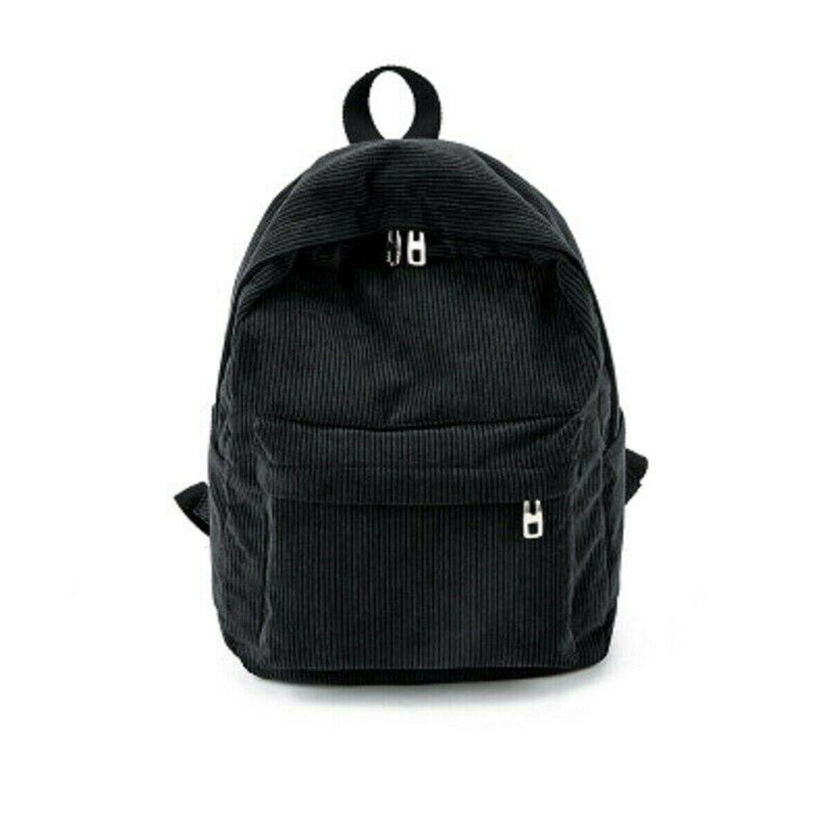 Style Soft Fabric Backpack Female Corduroy School Backpack For Teenage Girls Striped Backpack Women: Black