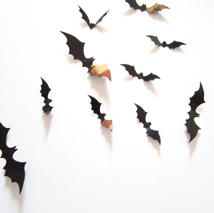 Halloween dekorasjon 3d svart pvc flaggermus halloween fest diy dekor veggklistremerke bar rom halloween fest skummel dekor rekvisitter