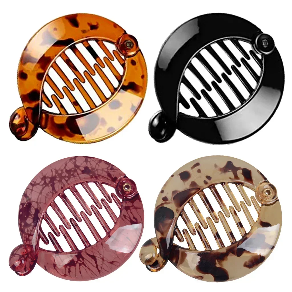 Pinza para el pelo de cola de caballo de forma redonda pequeña, Clip de plátano para mujeres y niñas, soporte para cola de caballo negro y marrón, accesorios para peinados profesionales