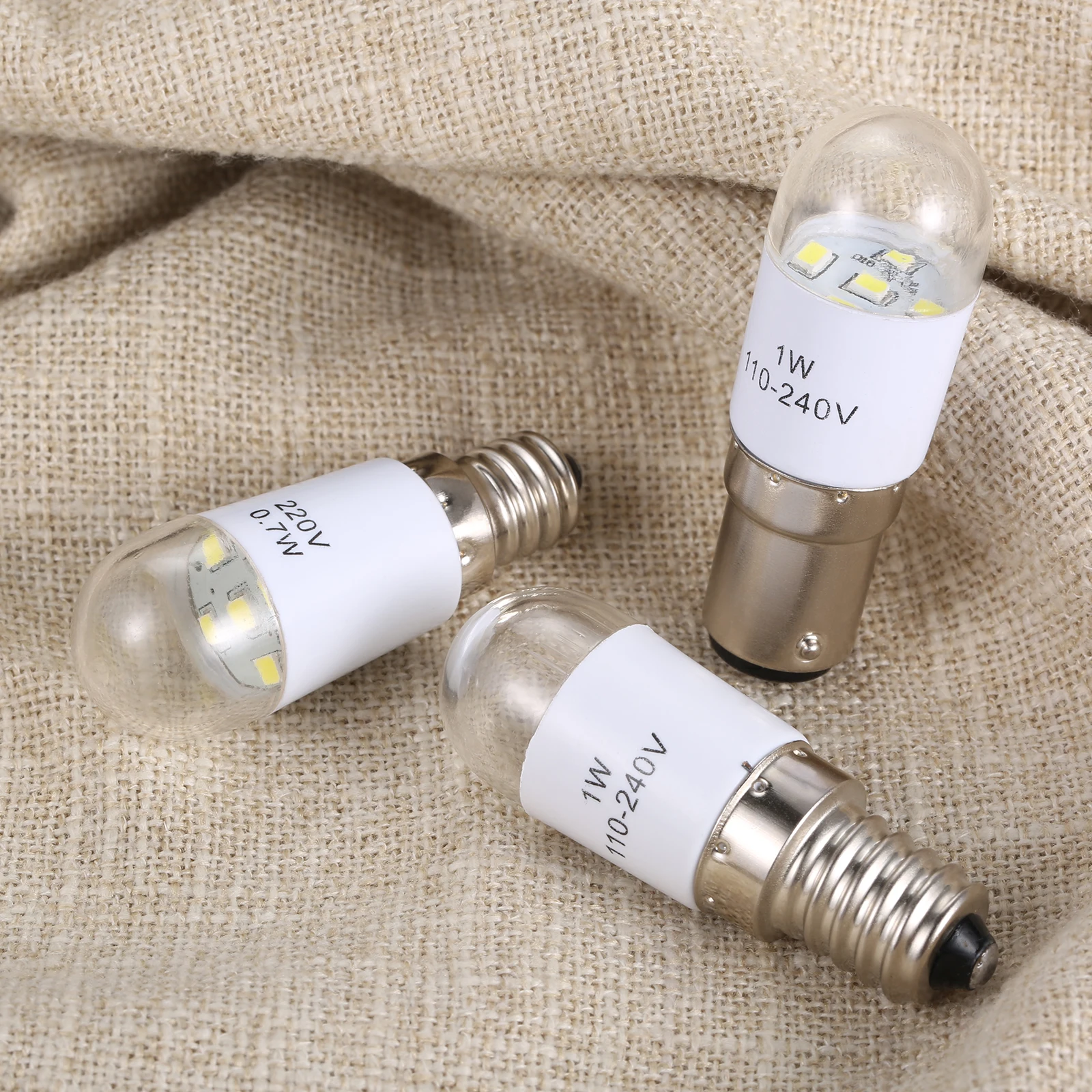 1pc Household Sewing Machine Light Universal LED Bulb BA15D/E14/E12 110-220V 1W Illuminate Lamp Threaded /Plug-in Craft DIY