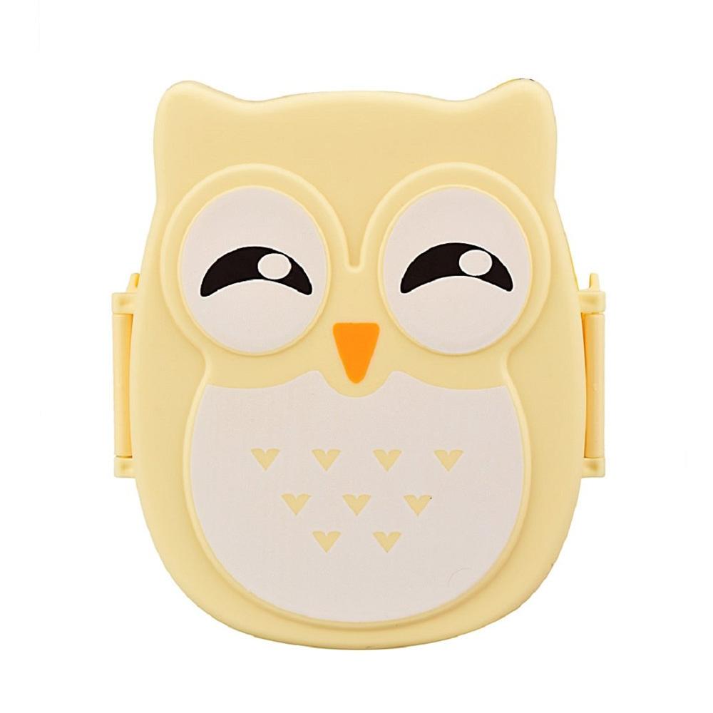 Brand Kawaii Candy Color Owl Lunch Box Microwave Oven Bento Container Case Dinnerware Children's Birthday (00097): Yellow