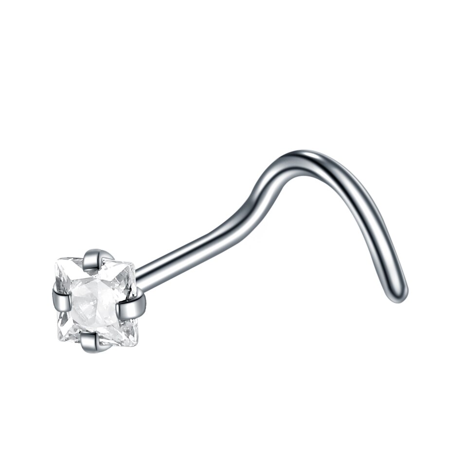 1 Teil/los Chirurgischem Stahl Nase Piercing Stud Ohrringe Prong Zirkon Edelstein 20G 7MM Nasenloch Pircing L-Form nariz Sexy Körper Schmuck