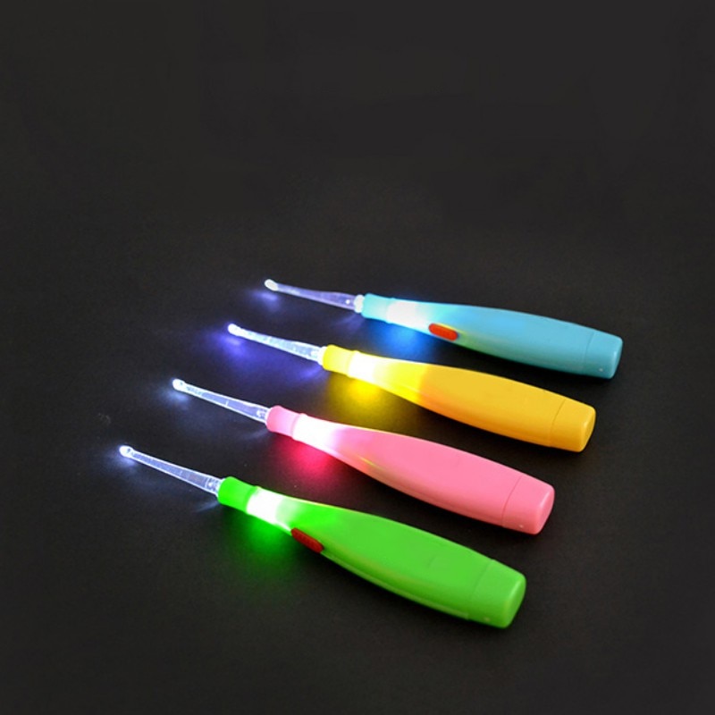 Børn baby pleje kits sikkerhed led flash belysning ørepick ske ørevoks curette remover værktøj sæt tilbehør