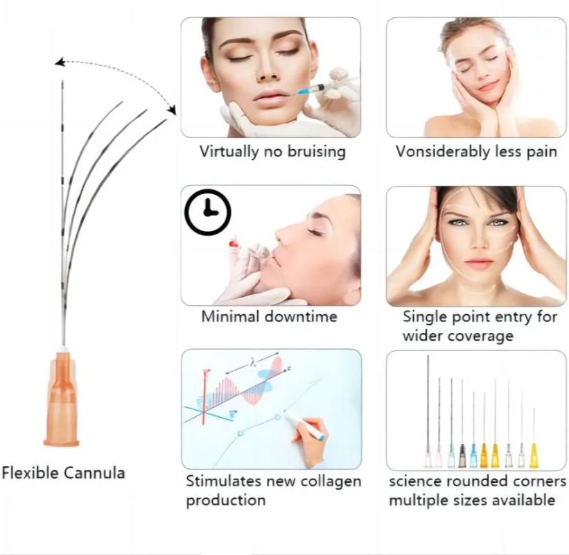 Einweg kanüle mit stumpfer Spitze 22g 25g 50mm 70mm Mikro kanüle Werkzeug teile Harnsäure Gesichts füllung nasale mico stumpfe Kanüle