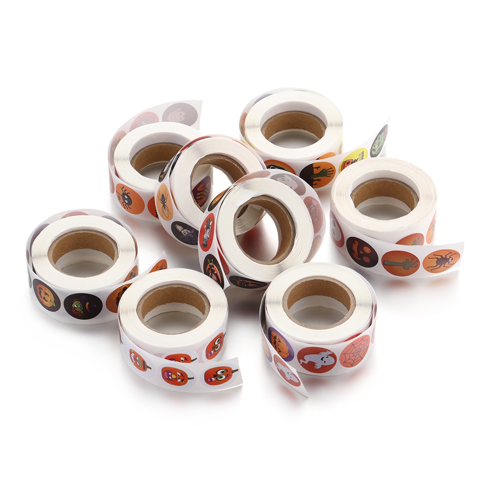 500 stuks halloween ronde stickers zelfklevende etiketten papieren snoepzakken stickers verpakking seal verpakking knutselen