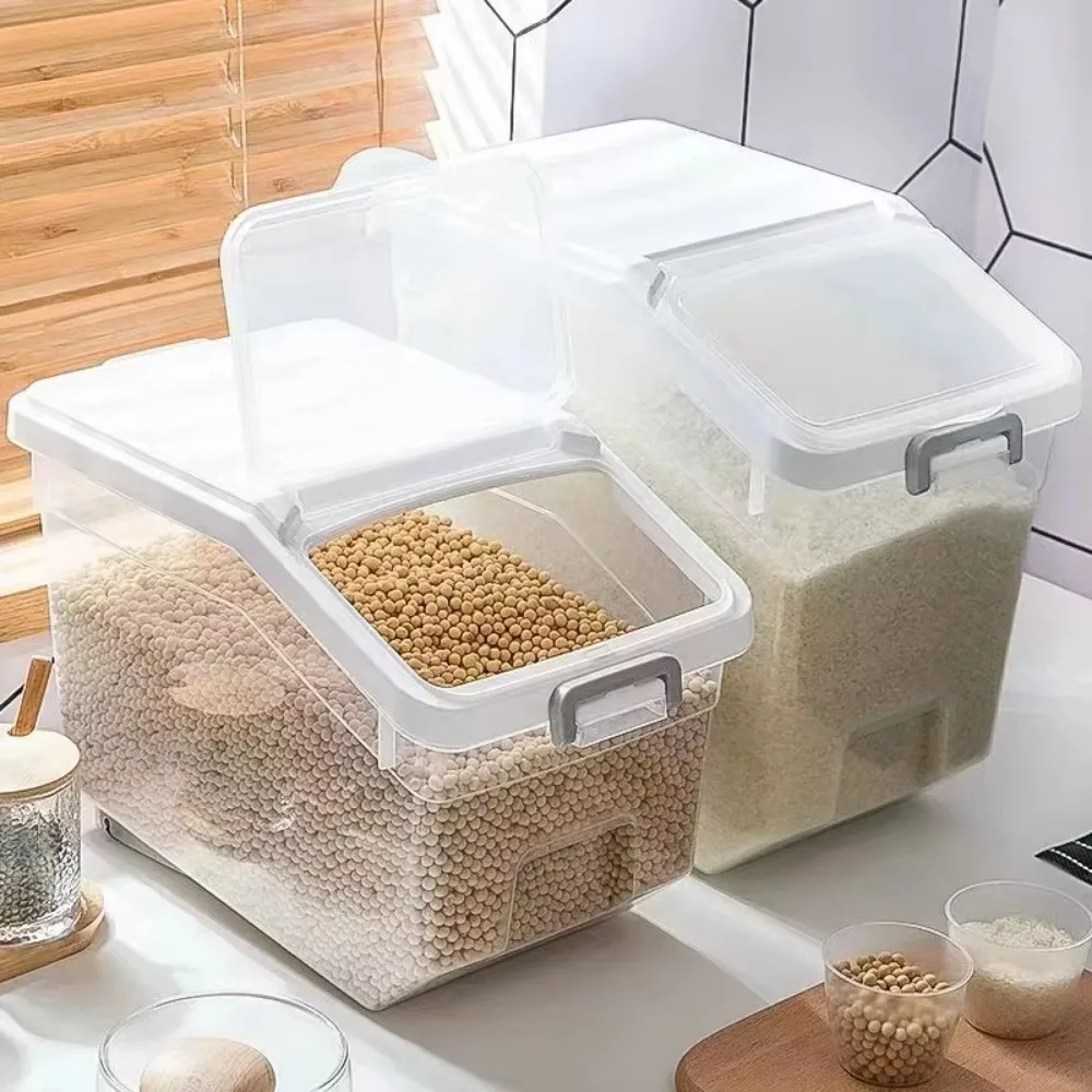 10KG Kitchen Rice Storage Box Insect Proof and Moisture Proof Dispenser Flour Cereal Bucket Kitchen Food Storage Container