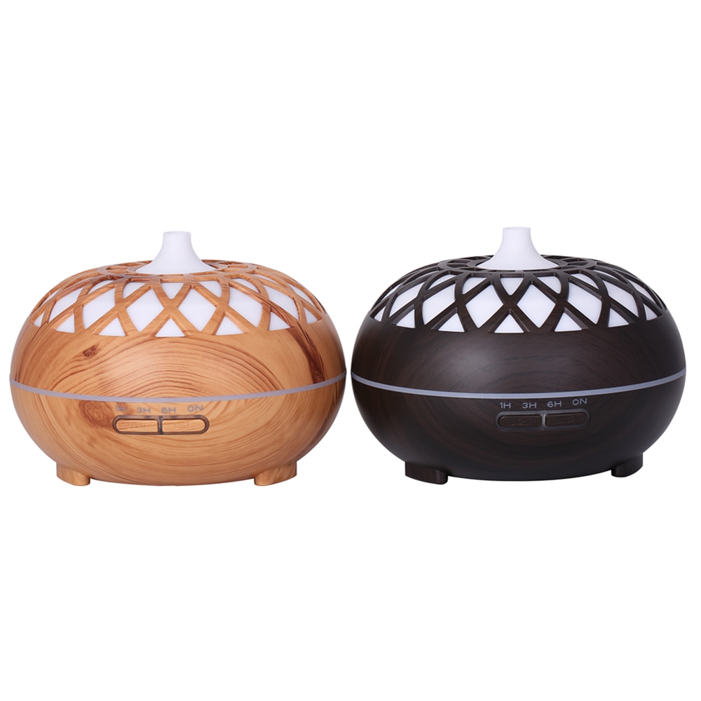 500ML wood color pattern air humidifier, aroma essential oil diffuser with colorful night light,with remote control