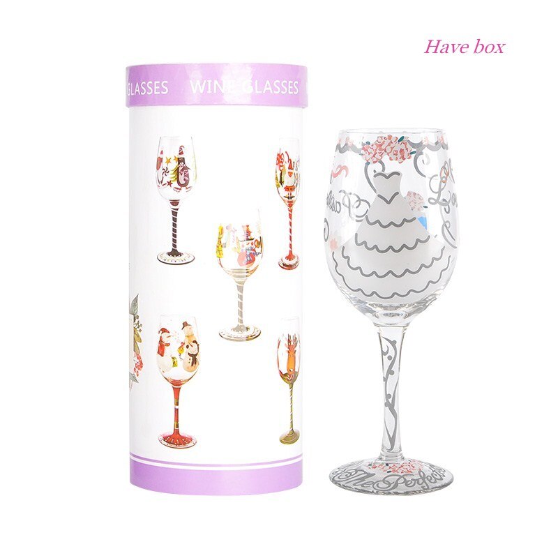 Vinho de casamento vidro manchado de cristal vidro de vinho taça de vinho copo de vinho de presente de aniversário casal copo com caixa de presente