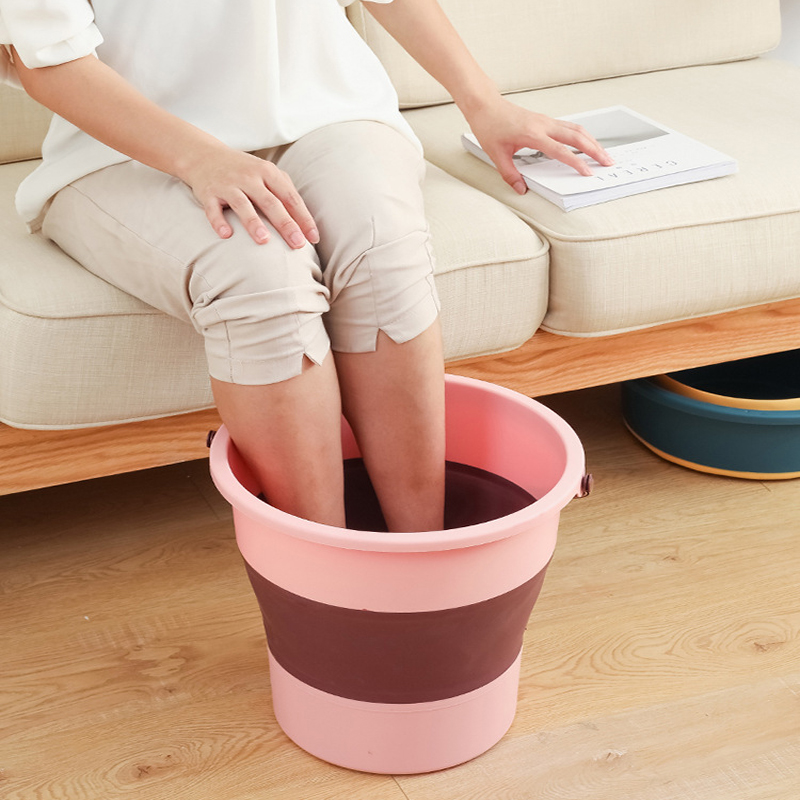 17L Portable Folding Bucket Multifunctional Thickened Silicone Bucket for Car Washing and Fishing Camping Folding Bucket