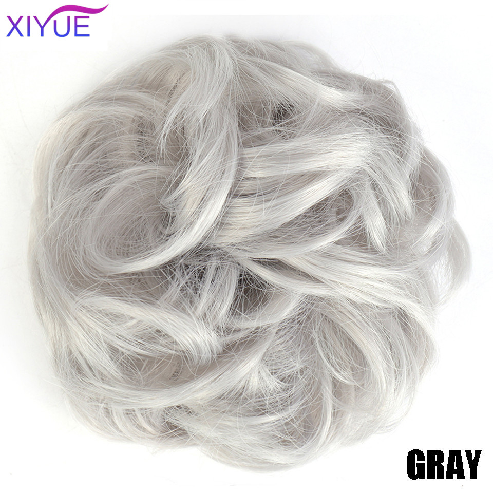 XIYUEMessy Scrunchies Donut Bun Synthetic Hair Chignon Straight Elastic Band Hair Extensions Heat Resistant Hairpieces For Women: #26