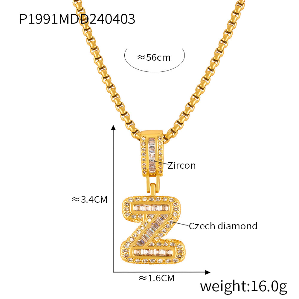 26 Letters Pendant Necklace For Women Men Unisex Stainless Steel 18K Gold Plated Waterproof Long Necklaces Couples Neck Chain