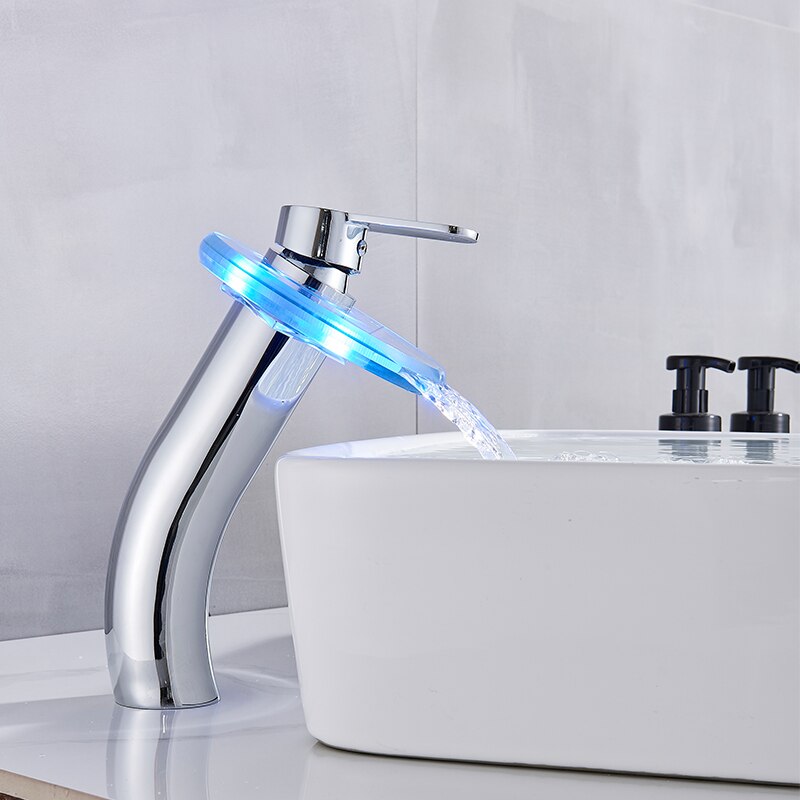 Led Chrome Sink Faucet With Battery Deck Installation Modern Cold Mixer Crane Bathroom Faucet Basin Tap High Style